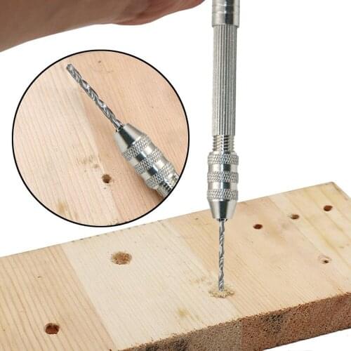 Twist Drill Mini Micro Aluminum Hand Drill With Keyless Chuck +10pc Twist Drill Bit Rotary Woodworking Carving Drill