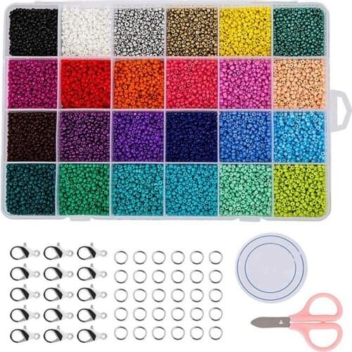 24 Grid Glass Beads 4mm Loose Beads Paint Beads Colorful Millet Beads Set Accessories