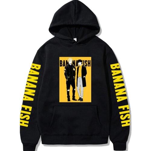 Banana Fish Hoodie Fashion Pullovers Tops With Pockets Long Sleeve Male And Female