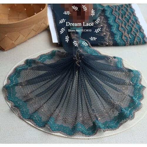 2yards/lot 22cm wide Embroidered Tulle Lace trim mesh lace trim ~Beige + purple + blue ~lovely