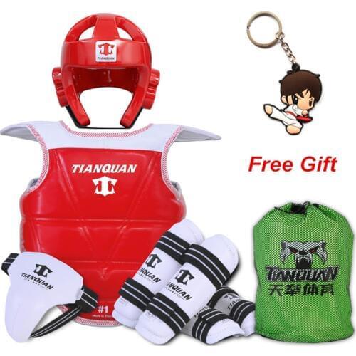 Hot Sale Adult Children Thickening Taekwondo Protector 5 Piece HeadGear Helmet Full protective Taekwondo Guard Bag