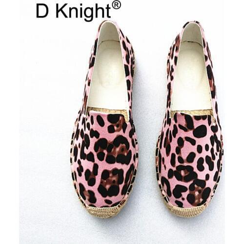 Big Size 35-41 Leopard Women Flats Espadrilles Comfortable Hemp Bottom Women Shoes Slip On Zapato Mujer 2019 Autumn Women Loafer