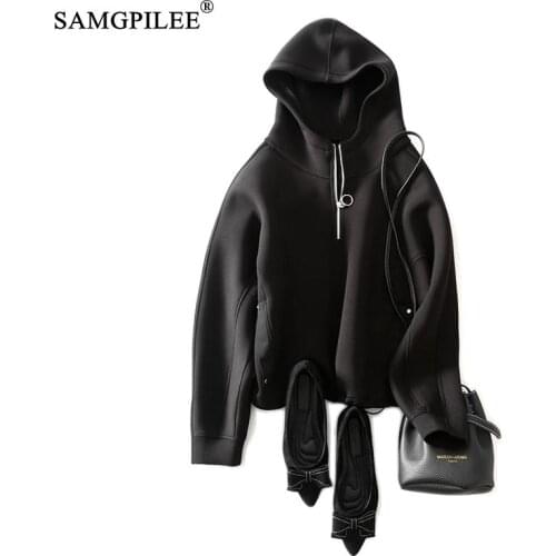 Winter Sweatshirts Women 2021 Casual Hoodies For Girls Cotton Full Sleeve Solid Pullovers Hooded Plus Size Oversized Jacket 4XL