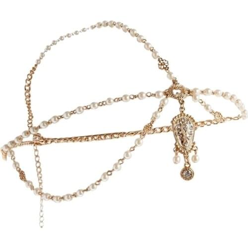 1PCS Fashion Indian Boho Headbands white Beaded Head Hair Band Women Head Chain Hair Jewelry Girls Gifts Hair Decoration