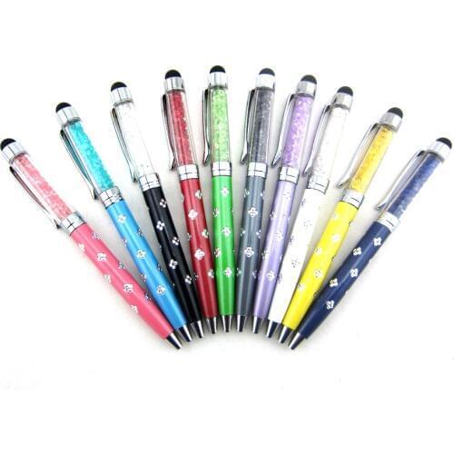 1000pcs/lot Christmas Gift Ballpoint pen 2 in 1Crystal Capacitive Touch Stylus Ball Pen for ipad iPhone 6 5 4 G S HTC Samsung