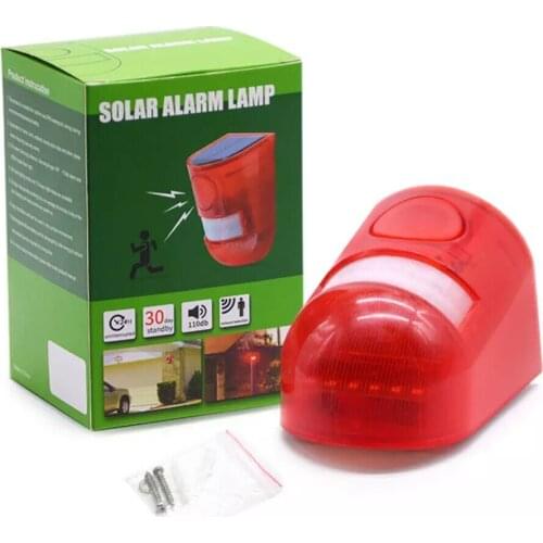 ABS 8Pcs LED Chips US Patent PIR Emergency Motion Sensor 1000M Visible Flash Waring Microwave Warning Red LED Solar Alarm Lamp