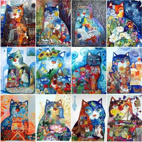 Diamond Painting Cat Full Square New Arrival Diamond Embroidery Animal Mosaic Cartoon Picture of Rhinestone Home Decor