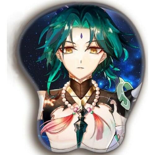 Anime 3D Mousepad Genshin Impact Xiao Wrist Rest Silicon Mouse Pad Mat Cool