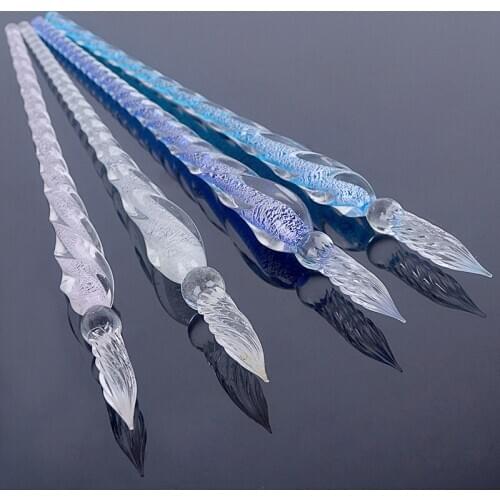 1 Piece Glass Material Dip Dipping Pen Holder Signature Filling Ink Fountain Transparent Artistic Color Pens