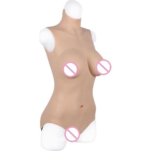 B/C/D CUP Silk Cotton Filler Fullbody Suit Breast Forms One-Piece Tight Insertable Crossdresser Shemale Drag Queen Transgender