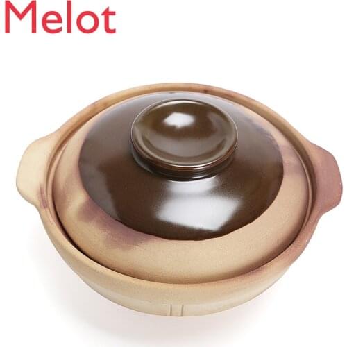 Glazed Earthen Casserole Old-Fashioned Pottery Clay Soup Stew Pot Household Gas Stove Dedicated Claypot Rice Small Size Old