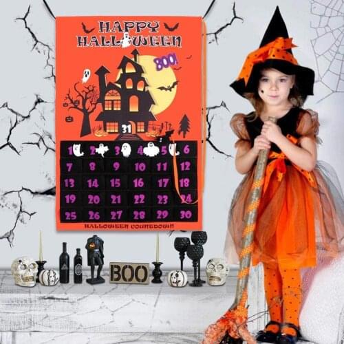 Halloween Advent Calendar For 30 Days Countdown Removable Wall Calendar Felt Hanging Decorations Ghost Boo Decor Eid Decoration