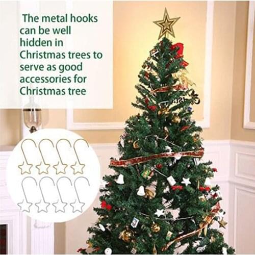 20pcs Christmas Star Hook Hanging Ornament Xmas Tree Garland Gifts Socks Holder Reusable Party Decoration New Years Mall RE