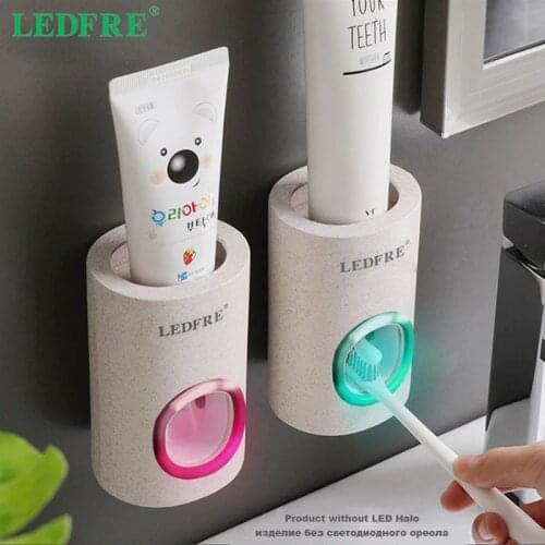 LEDFRE Home Toothpaste Dispenser Squeezer Exprimidor Pasta Denta Toothbrush Holder Wall Mounted Bathroom Products Accessories