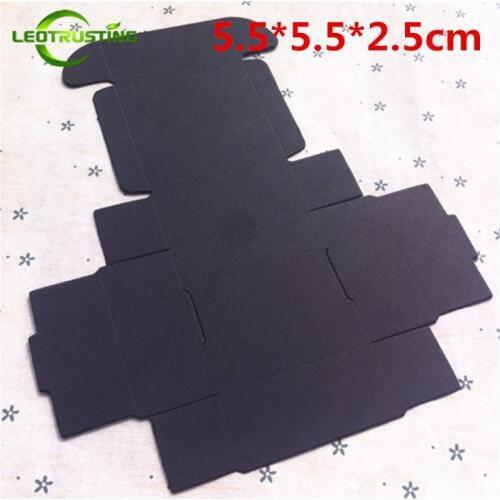Leotrusting 50pcs 5.5*5.5*2.5cm Small Blank Black Paper Box Black Cardboard Paper Gift Packaging Box Handmade Wedding Paper Box
