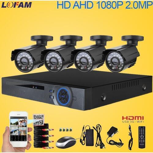 LOFAM 8CH AHD 1080P DVR NVR Kit CCTV Security Camera System 4CH Day Night Vision Outdoor Waterproof 2MP Video Surveillance Kits