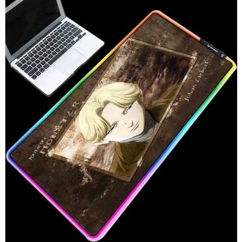 Mairuige RGB Computer Gaming Mouse Pad Large LED Cold Light USB Link Johan Liebert Monster Thickened High Quality Keyboard Pad