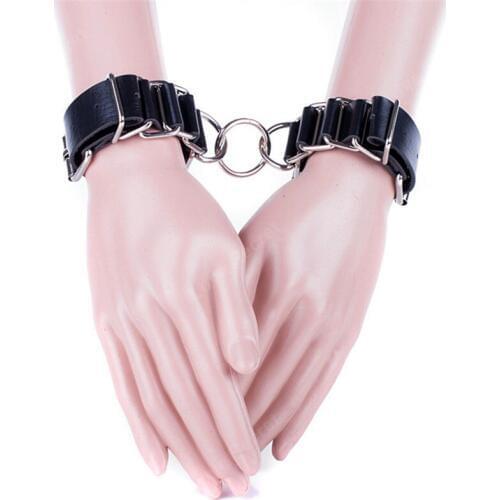 MaryXiong Soft Black PU Leather Handcuffs Wrist Cuffs Restraint Bondage Erotic Toy Adult Game S&M Sex Toys Sex Products Tools