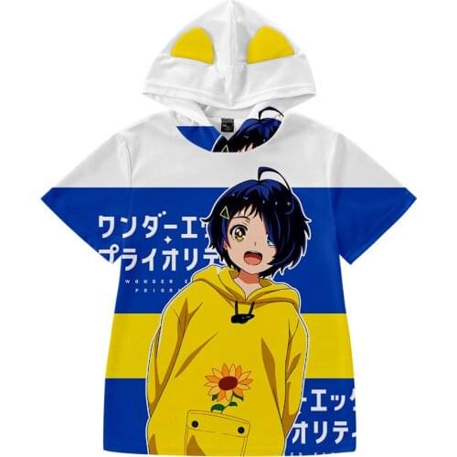 2 To 14 Years Old Childrens hooded T-shirt Anime Wonder Egg Priority T shirt 3D Cartoons Print Summer Students hoodie Tee Shirt