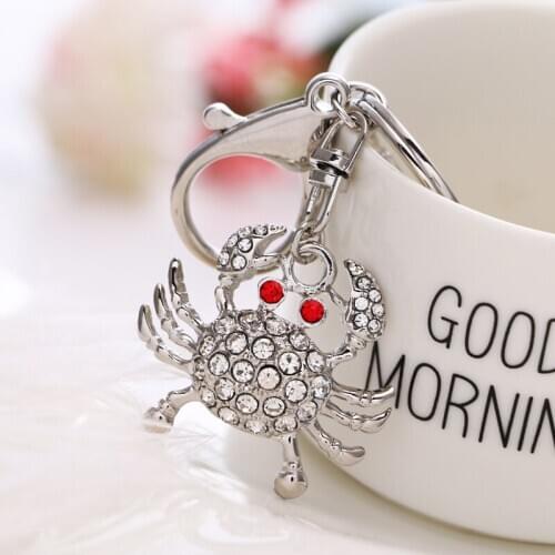 2021 spring new fashion rhinestone cute crab crystal gem bag wallet keychain birthday party gift