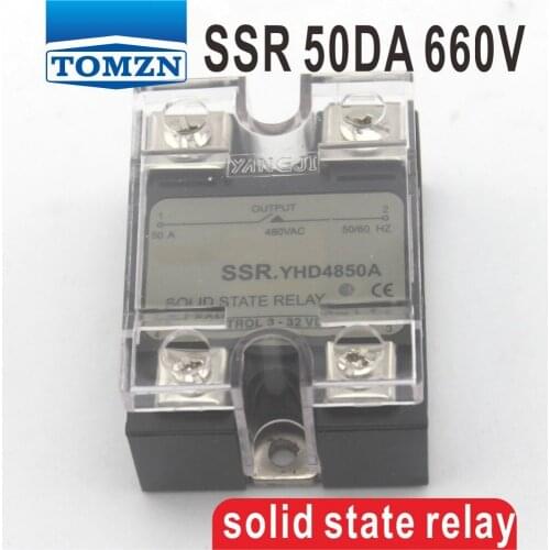 50DA SSR Control 3-32V DC output 48~660VAC High voltage single phase AC solid state relay