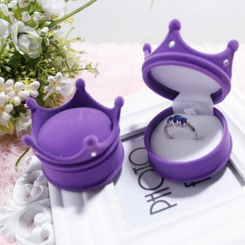 Wery Organizer Box Rings/Earrings Storage Small Gift Box DIY craft Display Case Package Wedding Crown shaped Princess Velvet Wh