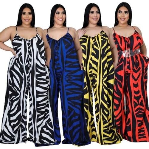 ZKYZWX Sexy Spaghetti Strap Loose Jumpsuit Summer Plus Size Outfits for Women Backless Festival Clothing One Piece Club Rompers