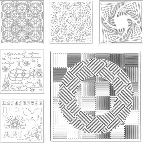 Submarine Butterfly Leaves Square Plastic Stencil Drawing Sheet DIY Card Album Making Crafts Scrapbooking New Stencil 2019