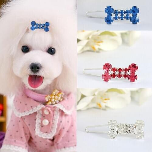 Dog Hair Clip Crystal Bone Shape Hairpins for Puppy Cat Beautiful Pet Accessories Dog Headwear Lightweight Pet Hair Grooming