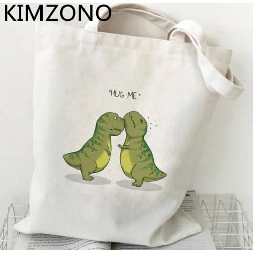 Dinosaur shopping bag canvas shopper handbag grocery bolso eco bag boodschappentas jute cloth sacolas