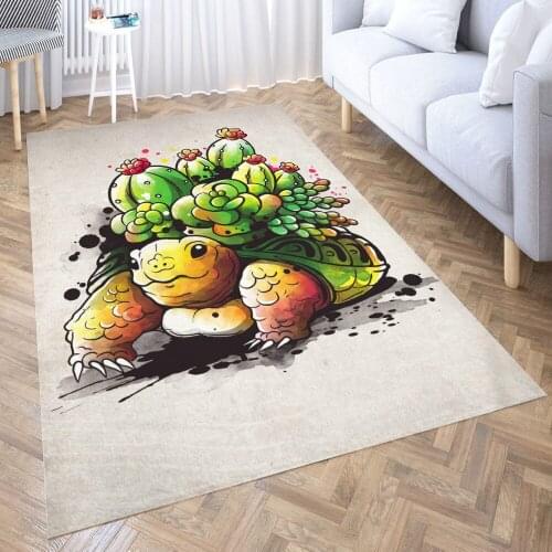 Succulent tortoise Carpet for Living Room 3D Anime Cartoon Rug Gamer Teen Room Bedside Lounge Rug Kids Children Floor Mats
