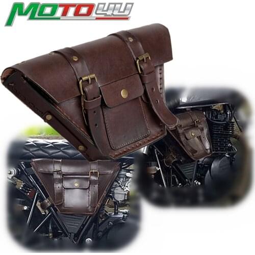 Retro Leather Motorcycle Universal Saddle Side Bags Genuine leather Saddle Bag Tool Storage Bag Side Cover Decorative bag
