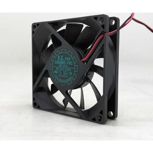 8020 12V Two-Wire Max Airflow Rate Power Supply Cases Cooling Fan D80SH-12C 8CM Ultra-Quiet