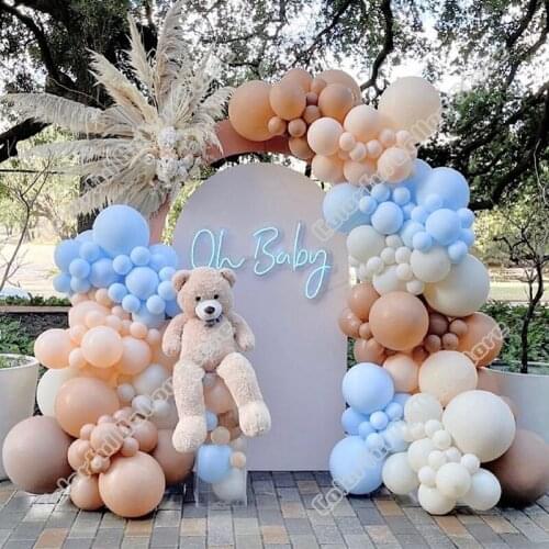 181pcs Double Cream Peach Latex Balloon Arch Cocoa Balloon Garland Wedding Birthday Party Baby Shower Background Decoration