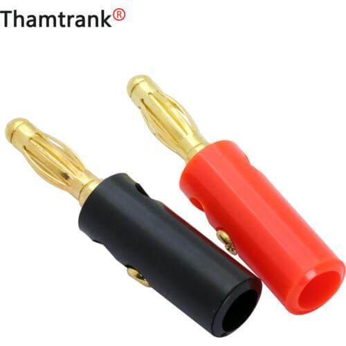 High quality 4mm Banana Plug connector GoldPlated Red&Black Length 4mm Solderless Side Stackable Banana Plug Audio Speaker Screw
