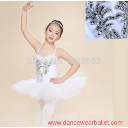 Hot Sale Sequin Pancake White Swan Lake Ballet Costume Tutu Girls Ballerina Dress Kids Danse Classique Balet Girls Ballet Tutu