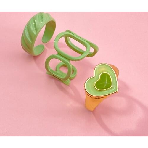 ZOVOLI Colorful Love Ring Yin Yang for Women Glossy Dripping Love Heart Rings Peach Heart Ring Exquisite Wild Trend Jewelry