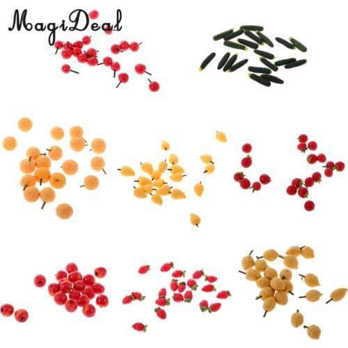 10Pcs/Lot Polymer Clay 1:12 Scale Dollhouse Fruit Food Vegetables Miniature Mini Strawberry Tomato for Kitchen Acc Children Toys