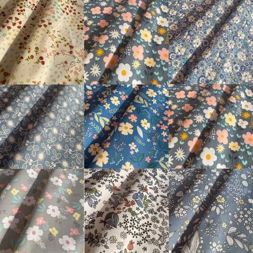 100% Cotton Fabric By The Meter Flowers Pattern Printed Cloth Sheets For Sewing Dress Hat Making DIY Crafts Supplies 40*50cm