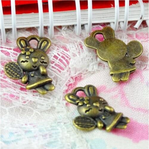 100Pcs/Lot 16*11MM Antique Bronze Plated Rabbit Charms Pendant DIY Jewelry Accessories