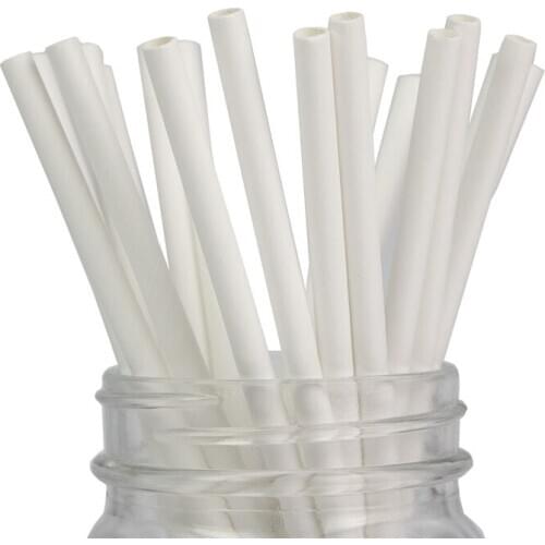 100pcs Party Favor 7.75 Inch Paper Straws Solid Color Black White Wedding Party Baby Showers Drinking Decorations Supplies