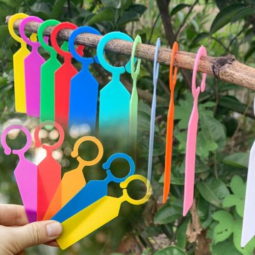 100PCS High Quality Plastic Plants Tags Nursery Garden Ring Label Pot Marker Stake Hanging Tags Greenhouse Bonsai Collar Tags