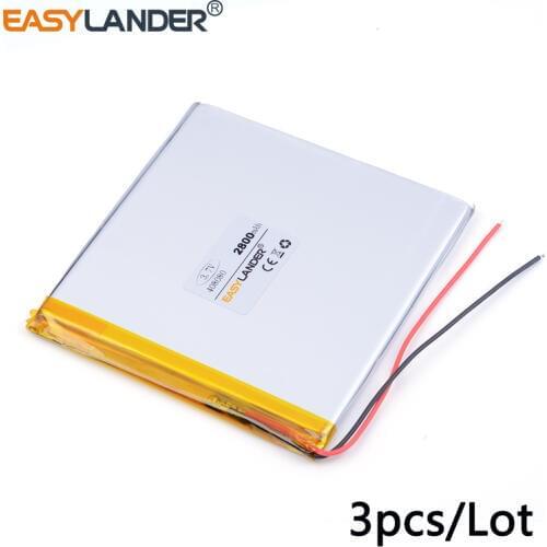 3pcs /Lot 408080 3.7v 2800MAH lithium Li ion polymer rechargeable battery For PDA DVD power bank phone toys tablet PC 387979