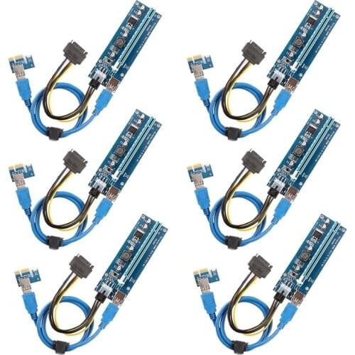 The 6 Pack PCI-E Riser for Bitcoin ETH Coin Ubit Mining Dedicated Graphics Card 1X to 16X 60cm USB 3.0 Extension Cable