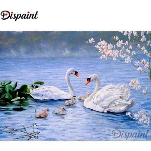 Dispaint Full Square/Round Drill 5D DIY Diamond Painting "Animal white swan" 3D Embroidery Cross Stitch Home Decor Gift A11205