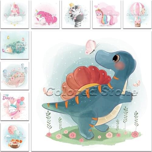 New Diamond painting Cartoon Animal Dinosaur unicorn zebra 5D DIY Full Square Drill embroidery Cross stitch 3D Round mosaic 1262