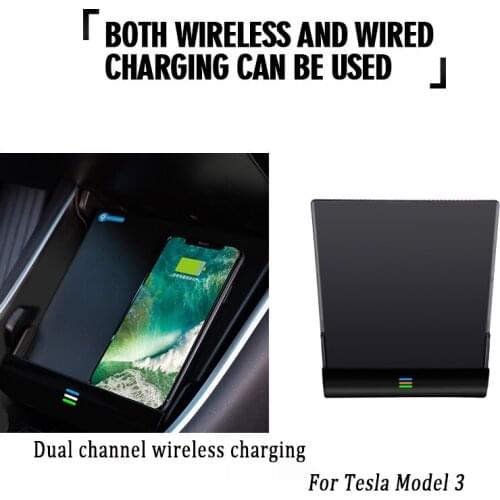 Original Style Car Wireless Charger For Tesla 3 Model3 Central Control Board Dual 10W Fast Charger Both Wireless And USB Charge