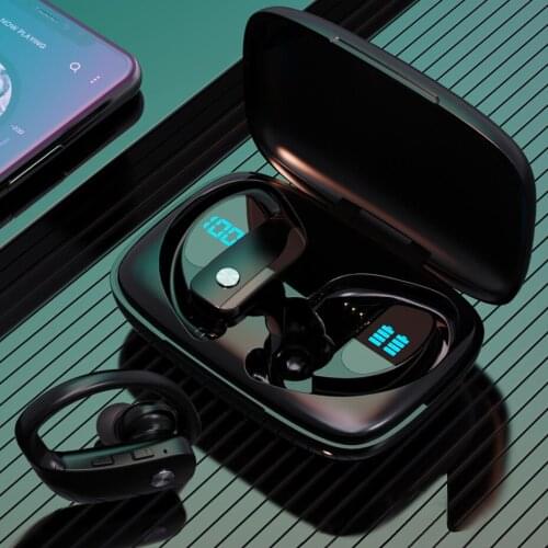 Wireless Headphones With Microphone Bluetooth V5.0 Earphones Sports Waterproof Headsets Charging Box For Android IOS LED Display