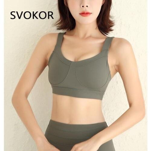 SVOKOR Gym Crops Women High Support Sexy Sports Bra Fitness Workout Underwear Camis Push Up Athletic Vest Quick Dry Active Wear