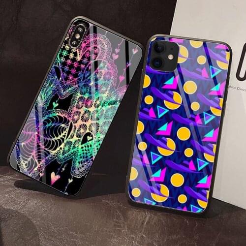 Abstract psychedelic painting Phone Case Tempered Glass For iPhone 12 Pro Max Mini 11 Pro XR XS MAX X 7 6S 6 Plus SE 2020 case